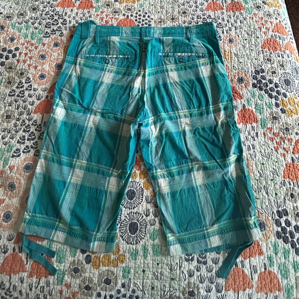 Prana Turquoise Plaid Shorts, SZ 12 - Picture 4 of 6